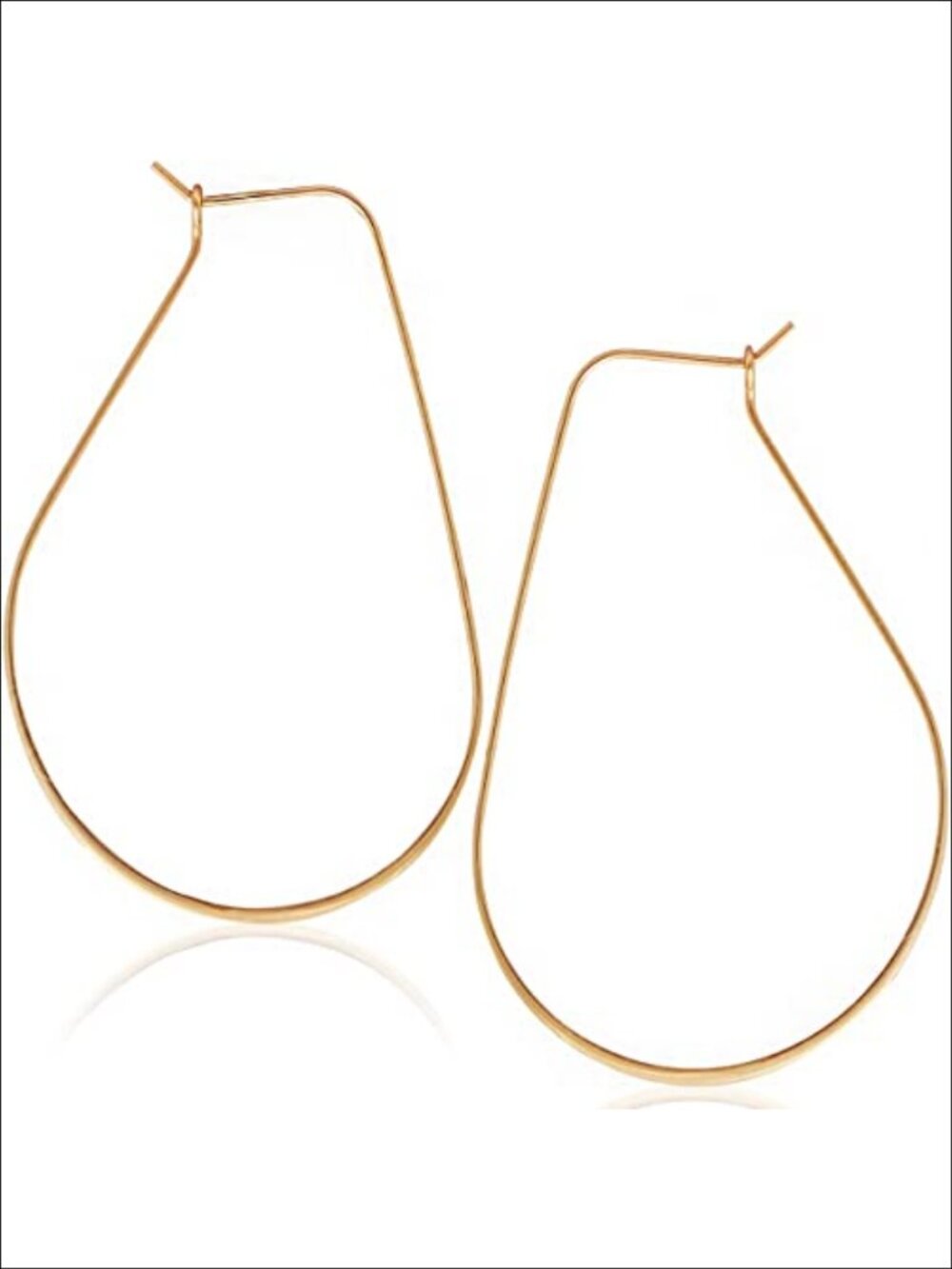 18K Gold Plated Oval Threader Hoop Earrings Thin Lightweight